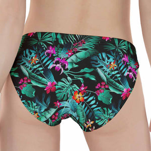 Teal Tropical Leaf Hawaii Pattern Print Women's Panties