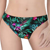 Teal Tropical Leaf Hawaii Pattern Print Women's Thong