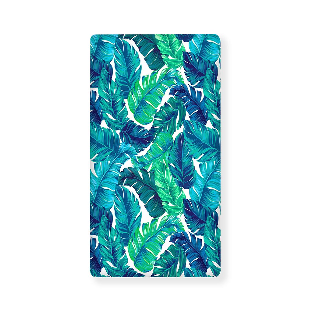 Teal Tropical Leaf Pattern Print Baby Crib Sheet