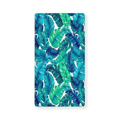 Teal Tropical Leaf Pattern Print Baby Crib Sheet