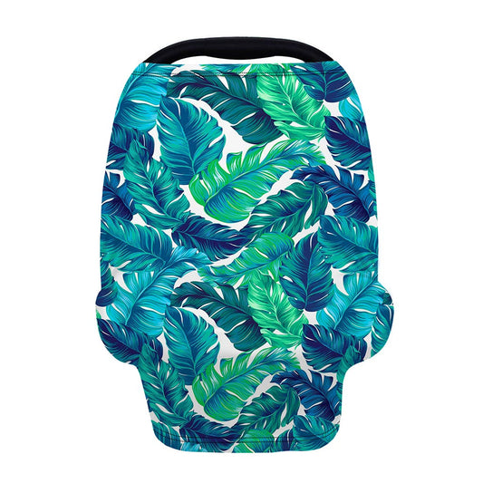 Teal Tropical Leaf Pattern Print Baby Seat Cover