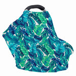 Teal Tropical Leaf Pattern Print Baby Seat Cover