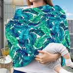 Teal Tropical Leaf Pattern Print Baby Seat Cover