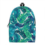 Teal Tropical Leaf Pattern Print Backpack