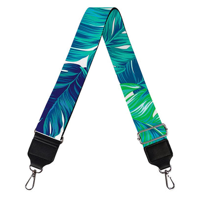 Teal Tropical Leaf Pattern Print Bag Strap