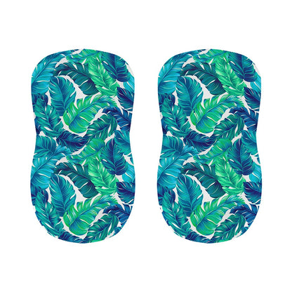 Teal Tropical Leaf Pattern Print Bar Stool Covers