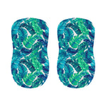 Teal Tropical Leaf Pattern Print Bar Stool Covers