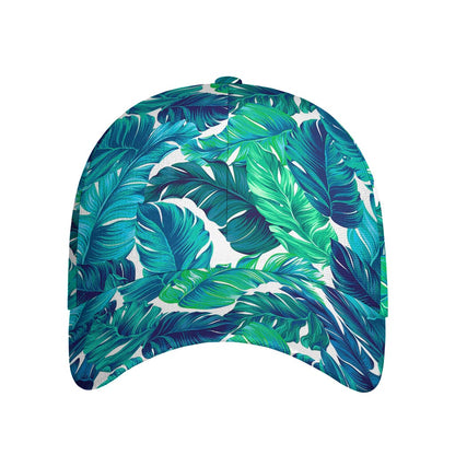 Teal Tropical Leaf Pattern Print Baseball Cap