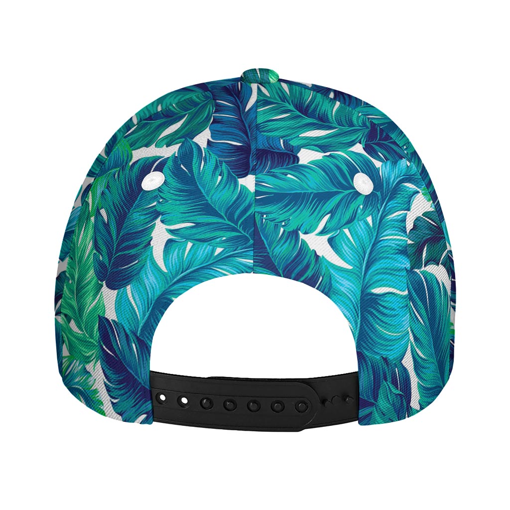 Teal Tropical Leaf Pattern Print Baseball Cap