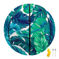 Teal Tropical Leaf Pattern Print Basketball