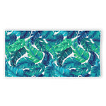 Teal Tropical Leaf Pattern Print Beach Towel