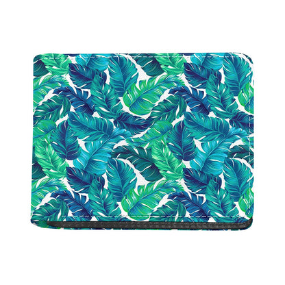 Teal Tropical Leaf Pattern Print Bifold Wallet