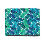 Teal Tropical Leaf Pattern Print Bifold Wallet