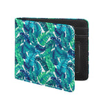 Teal Tropical Leaf Pattern Print Bifold Wallet