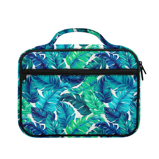 Teal Tropical Leaf Pattern Print Briefcase Bible Bag