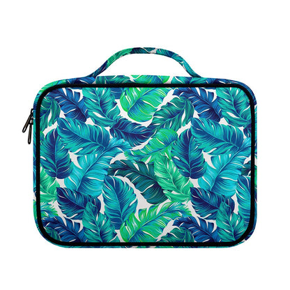 Teal Tropical Leaf Pattern Print Briefcase Bible Bag