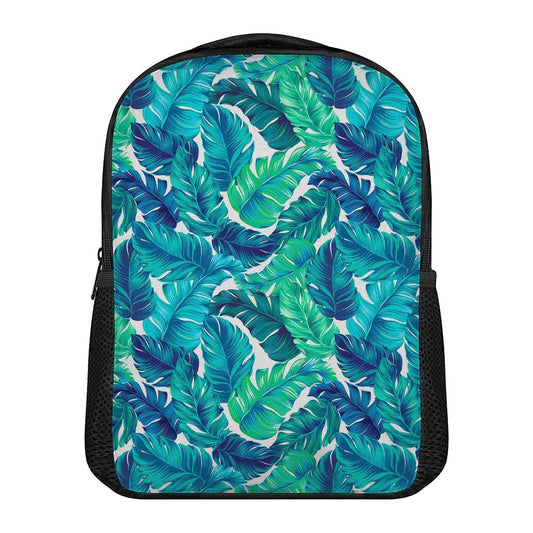 Teal Tropical Leaf Pattern Print Casual Backpack