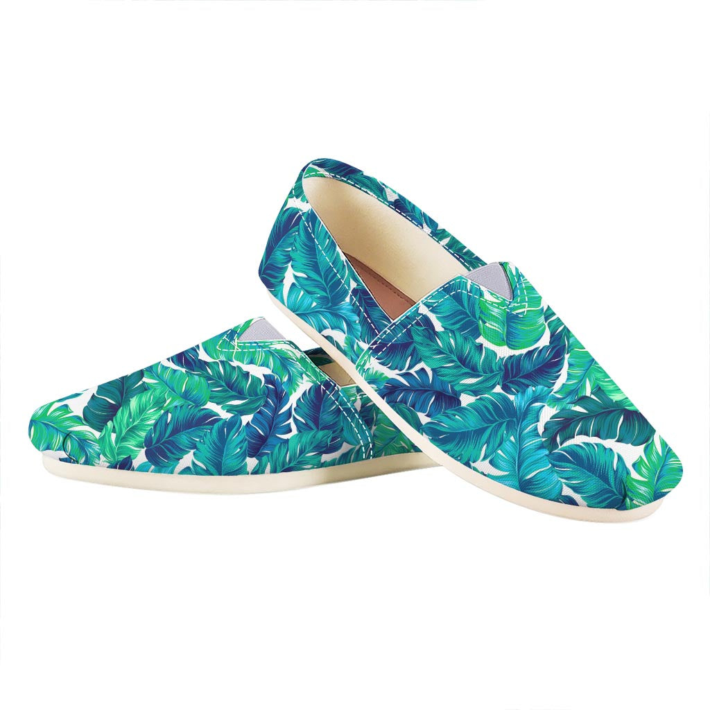 Teal Tropical Leaf Pattern Print Casual Shoes