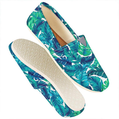Teal Tropical Leaf Pattern Print Casual Shoes