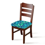 Teal Tropical Leaf Pattern Print Chair Cushion Cover