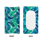 Teal Tropical Leaf Pattern Print Changing Pad Cover