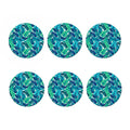 Teal Tropical Leaf Pattern Print Coaster Set