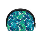 Teal Tropical Leaf Pattern Print Coin Purse