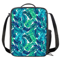 Teal Tropical Leaf Pattern Print Crossbody Lunch Bag