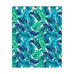 Teal Tropical Leaf Pattern Print Curtain