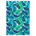 Teal Tropical Leaf Pattern Print Curtain