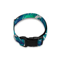 Teal Tropical Leaf Pattern Print Dog Collar