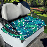 Teal Tropical Leaf Pattern Print Golf Cart Seat Cover