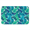 Teal Tropical Leaf Pattern Print Indoor Door Mat
