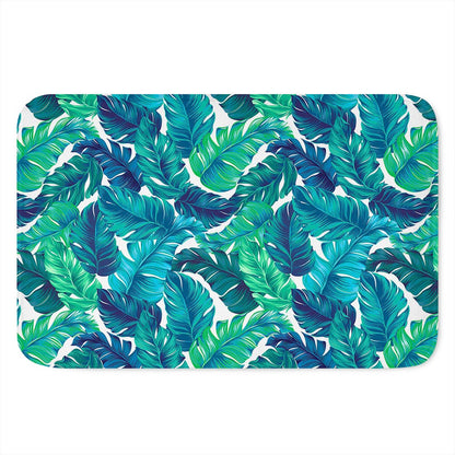 Teal Tropical Leaf Pattern Print Indoor Door Mat