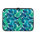 Teal Tropical Leaf Pattern Print Laptop Sleeve