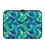 Teal Tropical Leaf Pattern Print Laptop Sleeve