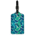 Teal Tropical Leaf Pattern Print Luggage Tag