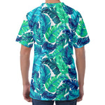 Teal Tropical Leaf Pattern Print Men's Velvet T-Shirt