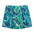 Teal Tropical Leaf Pattern Print Mesh Shorts