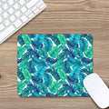 Teal Tropical Leaf Pattern Print Mouse Pad