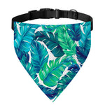 Teal Tropical Leaf Pattern Print Over The Collar Dog Bandana
