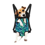 Teal Tropical Leaf Pattern Print Pet Carrier Backpack
