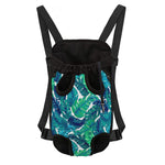 Teal Tropical Leaf Pattern Print Pet Carrier Backpack