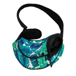 Teal Tropical Leaf Pattern Print Pet Sling Carrier