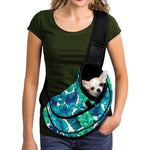 Teal Tropical Leaf Pattern Print Pet Sling Carrier