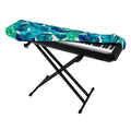 Teal Tropical Leaf Pattern Print Piano Keyboard Cover