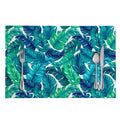 Teal Tropical Leaf Pattern Print Placemat