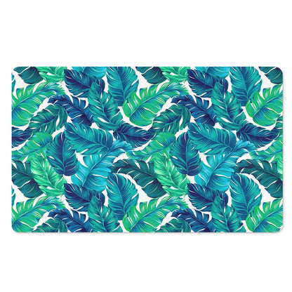 Teal Tropical Leaf Pattern Print Polyester Doormat
