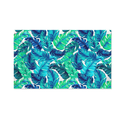 Teal Tropical Leaf Pattern Print Polyester Flag