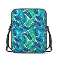Teal Tropical Leaf Pattern Print Rectangular Crossbody Bag